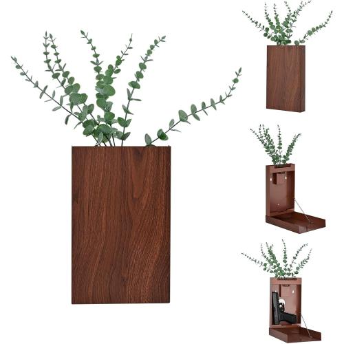 Hidden Gun Storage，Wall-Mounted Flower Pots Vase Simulation Eucalyptus Farmhouse Wall Decor Suitable for Indoor Fake Plants Living Room Bedroom Kitchen Home Office Decoration