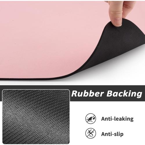 HotLive Dog Food Mat - Absorbent Cat Mat for Food and Water, No Stains Pet Feeding Bowl Mat, Easy to Clean Pet Placemats, Quick Dry Dog Water Dispenser Mat for Messy Drinkers | Paw Pink 24x36