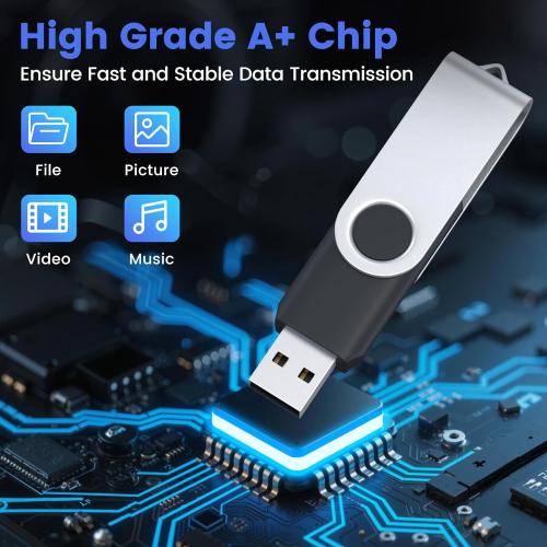 1GB Flash Drive 10 Pack, USB 2.0 Memory Stick with Lanyards Swivel Thumb Drives Bulk 1GB Pendrive U Disk for Data Storage (Mixcolors)