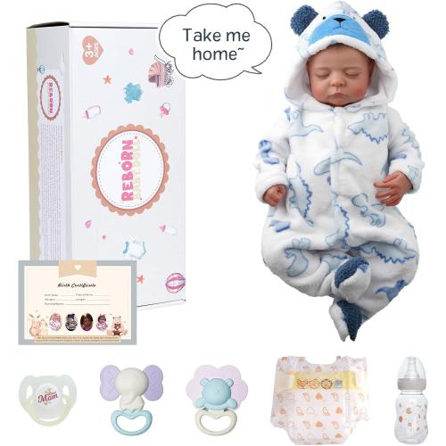 BABESIDE 20 Inch Reborn Baby Doll Boy, Full Vinyl Realistic Newborn | Poseable Full Vinyl Body, Hand-Painted Newborn Details, Clothes and Accessories and Gifts, Kids Ages 3