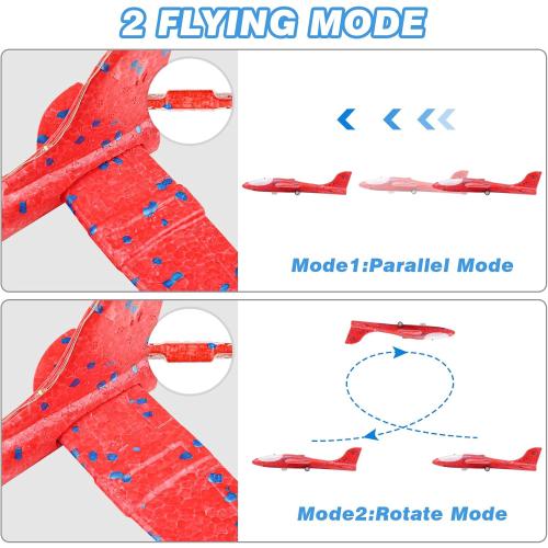 3 Pack Airplane Launcher Toy, 12.6 Foam Glider Led Plane, 2 Flight Mode Catapult Plane for Kids Outdoor Sport Flying Toys Gifts for 3 4 5 6 7 8 9 10 12 Year Old Boys Girls
