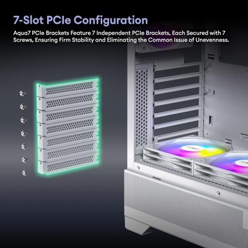 Okinos Aqua 7, Pre-Installed 6 × 120mm PWM ARGB Fan, ATX Mid Tower PC Case, Computer case with Panoramic View Tempered Glass Front & Side Panel, Type C Port, Gaming PC Case, Black