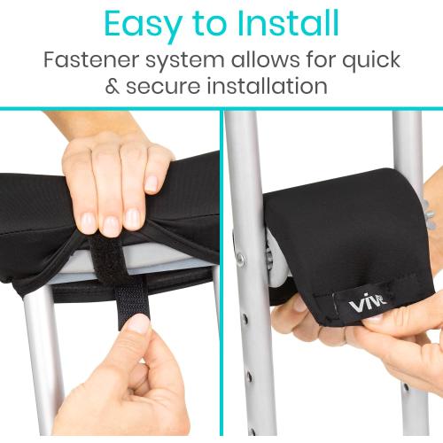 Vive Premium Crutch Pads & Hand Grips - Comfortable, Breathable | Machine Washable Padding - Moisture Wicking & Odor Reducing Pillow Accessory Covers for Adult & Youth Walking Crutches