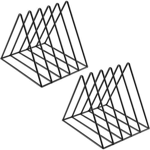 Goiio 2 Pcs Triangle File Holder, 5 Slot Metal Magazine Holder, for Office Home, Black