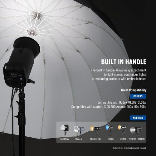 NEEWER 71/180cm Parabolic Reflective Umbrella Photography with White Inner, Soft Lighting with Diffuser Cover, Bag, Quick Fold for Camera Photo Studio Video Light Shooting Monolight Flash, NS4U