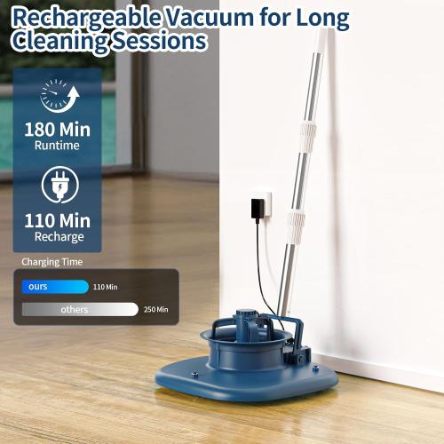 Pool Leaf Vacuum with Telescopic Pole – 83GPM Cordless Rechargeable Pool Vacuum for Inground & Above Ground Pools, Spa & Hot Tub – 6.6Gal Leaf Catcher Bag, Ideal for Heavy Debris Areas
