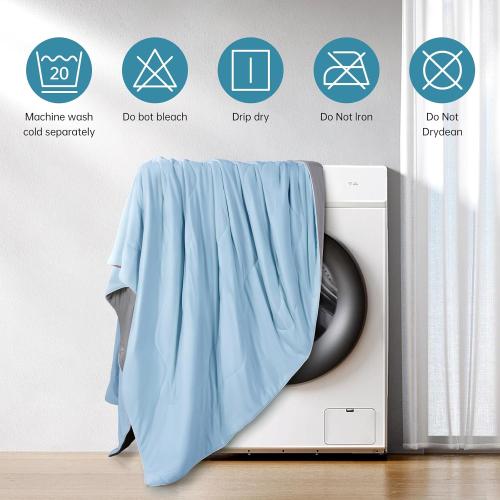 COHOME Cooling Comforter Queen/Full, Cooling Blanket for Hot Sleeper and Night Sweats, Cold Touch Fabric Absorbs Body Heat, Double-Sided Cool Design Soft Fluffy (Blue, (90x90))