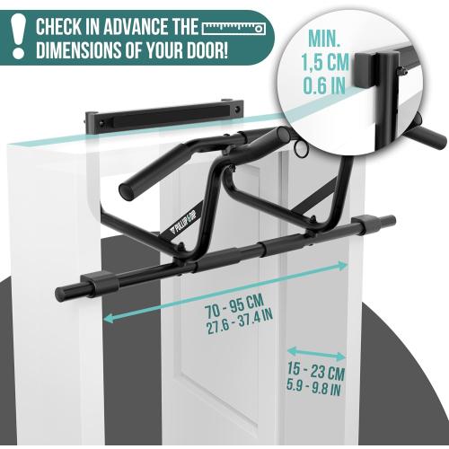 PULLUP & DIP Pull-up bar for door frames for hanging without screws and no slipping, professional door bar, pull-up bar with padded handles