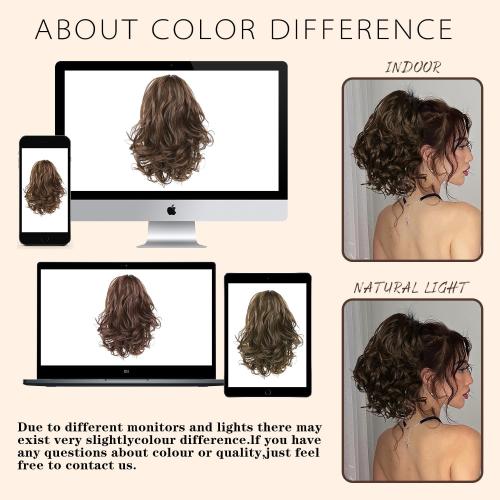 Ponytail Extension - Claw Clip Ponytail Extension for Women, Short Curly Pony Tails Hair Extensions, 10 Inch Fake Ponytail Wig for Daily Use