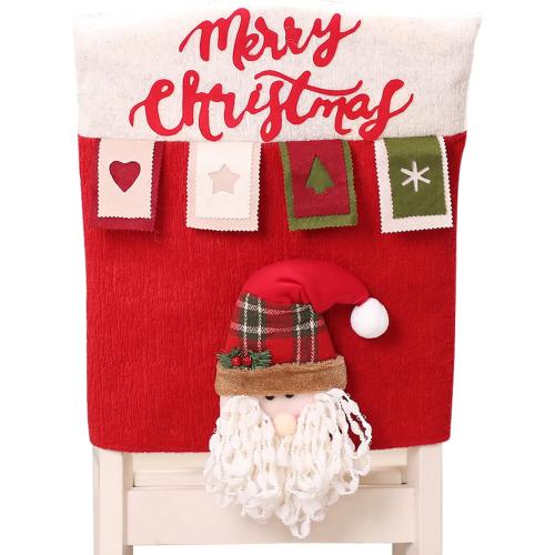 MOTUZP Xmas Dining Chair slipcovers Santa Claus SnowOffice Party Bar Decor[ABC*2],Christmas Chair Back Covers Set of 6Xmas Dinner Chairs Cover for Kitchen Resta