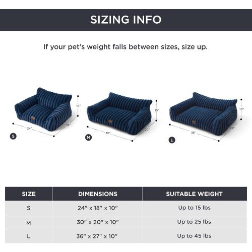 Bedsure Cute Cat Couch for Pets - Fluffy Cat Sofa with Premium Soft Corduroy Fleece, Fuzzy Pet Couch Bed with Removable Washable Cover, Supportive Pet Chair for Indoor Cats, 24inch, Night Blue