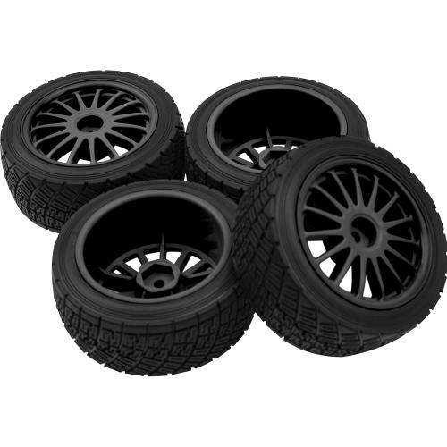 80mm/3.14 Rubber Tires & Plastic Wheel Rims 2.2 Inch 12mm Hex Hub Compatible with 1/10 HPI WR8 Off-Road Rally 1/14 WLtoys 124019 144001 1/16 Redcat Volcano RC Buggy (Black)