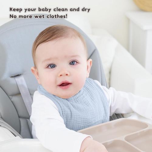 Susurration Muslin Baby Drool Bibs 6Pack Soft Square Adjustable Baby Bandana Bibs for Unisex Girls & Boys