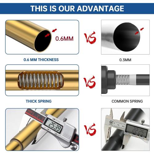 BRIOFOX Industrial Shower Curtain Rod - Rustproof Non-Slip 43-72 Inches Tension Curtain Rod for Window or Bathroom, Light Gold