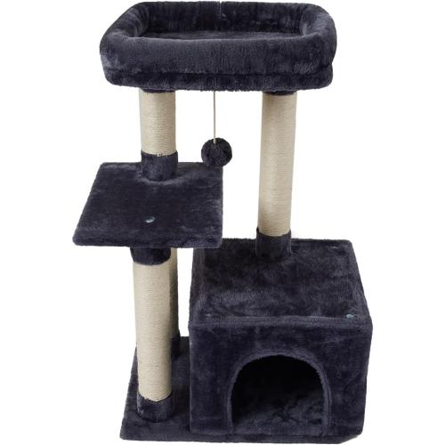 FISH&NAP Cute Cat Tree Kitten Cat Tower for Indoor Cat Condo Sisal Scratching Posts with Jump Platform Cat Furniture Activity Center Play House Smoky Grey