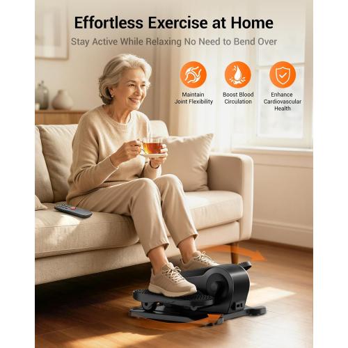 Under Desk Elliptical Machine, Electric Seated Pedal Exerciser, Quiet Leg Exerciser While Sitting for Seniors, Mini Portable Leg Exercise Machine with Remote, Adjustable 12-Speeds, Manual & Auto Mode
