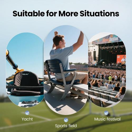 HIGH POINT SPORTS Foldable Stadium Seat Portable Folding Stadium Chairs Padded Bleacher Seat Cushion Bleacher Chair with Armrest and Cup Holder