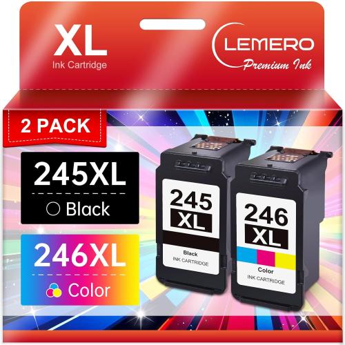 LEMERO Size 245XL Ink Cartridge PG-245 CL-246 Replacement for Canon Ink 245 and 246, Compatible with Canon 245XL 246XL Combo Pack for Pixma MX490 MX492 MG2522 TR4522 TR4520 TS3122 TS3322 Printers