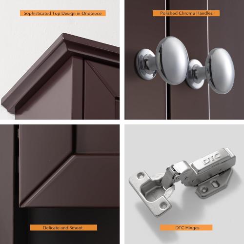 Bathroom Wall Cabinet Expresso Over Toilet Storage - 24x30 in Above Toilet Wood Medicine Cabinet with Adjustable Shelf & 2 Door Mounted Wall Cabinet