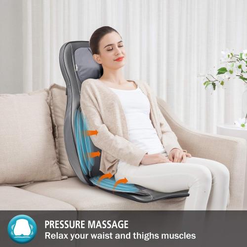 COMFIER Massager Chair with Heat, Shiatsu Neck Back Massager Portable with Compress & Rolling,Massage Chair Pad for Full Back,for Dad Mom Women Men