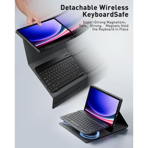 Case Keyboard / Mouse and Detachable Magnetic Keyboard, Slim Case  Holder (Black)