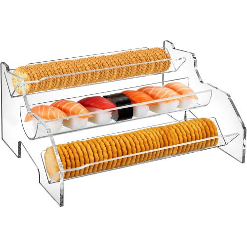 Yopay 3 Tier Acrylic Cracker Trays for Serving, Clear Macaron Display Tray, 11 Inch Biscuit Cracker Holder Stand for Wedding Home Party Events