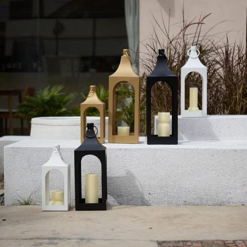MOZEAL 20 Large Grace Spire Floor Lantern - Gold Heavy Metal No Glass - in/Out Use, for Fireplace/Patio/Entryway/Porch - Vers Event/Home - Lux Holiday Holder for Pillar/LED Lights