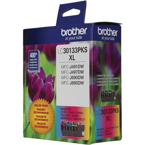 Brother High-yield Color Printer Ink Cartridges LC3013 3-Pack for Work Smart Series - Professional Grade Ink for MFC-J491DW, J497DW, J690DW, J895DW - Up to 400 Pages per Cartridge
