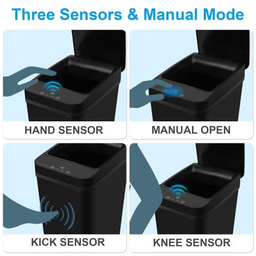 Bathroom Trash can,Smart Touchless Trash Can,Automatic Motion Sensor Trash Bin With Lid,2.4 Gallon Garbage Can, Kitchen, Bathroom, Office, Bedroom Trash can (Black)