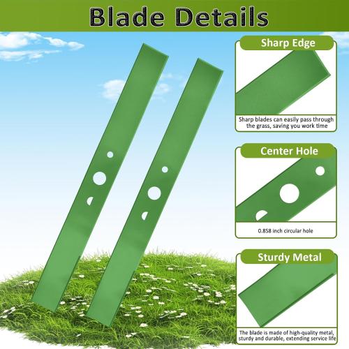 2 Pack Replacement Lawn Mower Blade Compatible with Ryobi RY40180, RY40190, RY401110, RY401120, RY40LM30 20 Inch 40V Brushless Mowers, Replaces AC04020