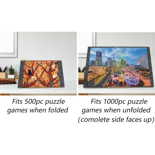 Yopay Folding Puzzle Board Felt Mat for Jigsaw Puzzle, up to 1000 Pieces, 31.5 X 22.8 Inches Portable Foldable Large Puzzle Pad 9mm Thickness
