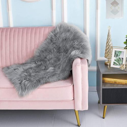 Small Rugs for Bedroom 2x3 Grey Faux Sheepskin Rug for Living Room Super Soft Rugs for Dorm Room Fluffy Rug for Bedroom Rectangle