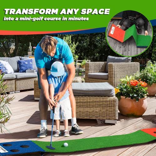 Portable Kids Golf Pong Putting Game Set – Indoor & Outdoor Mini Golf – Fun Yard Game - Adjustable Putters, Quality Base, Real Balls – Perfect for Family Competitions