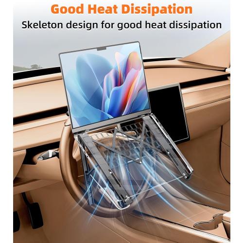 Car Laptop Mount Steering Wheel Tray Holder, Height Adjustable Car Desk for Laptop Computer Tablet, Foldable Portable Lap Laptop Stand for Car Vehicle Workstation Accessories Truck SUV Tesla