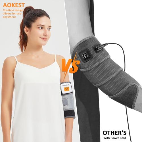 Cordless Elbow Heating Pad for Tennis Elbow Relief,Vibration Massage Heated Elbow Brace for Cubital Tunnel,Rechargeable Heating Pad for Elbow for Tendonitis,Arm Elbow Massager for Pain Relief