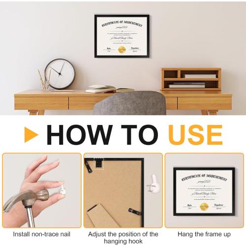 YixangDD 10 PACK Certificate Frames 8.5 x 11,Black Diploma Frame Document Frame with Clear Plexiglass,Picture Frames for Tabletop and Wall Display