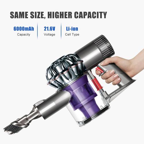 6000mAh Replacement Battery with Battery Level Display for Dyson V6 Compatible with Dyson V6 Vacuum Cleaner Series Animal DC72 DC74 SV03 SV05 SV06 SV07 SV09 V6 Absolute/V6 Motorhead/V6 Fluffy