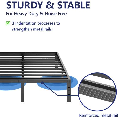 16 Inch High Metal King Bed Frame, Platform King Size Bed Frame No Box Spring Needed, Easy to Install, Noise Free, Sturdy