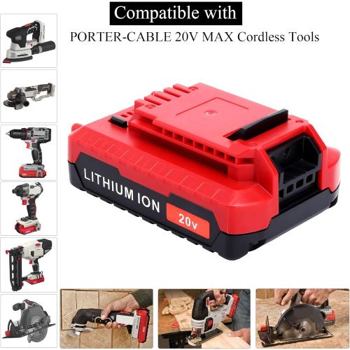 Lasica 2Pack Compatible with Porter Cable 3.0Ah 20V Battery, Replacement for Porter-Cable 20-Volt Battery PCC681L PCCK6118 PCCK647LB PCC685LP PCC682L PCC680L 20Volt MAX Cordless Tool Battery Packs (no test)