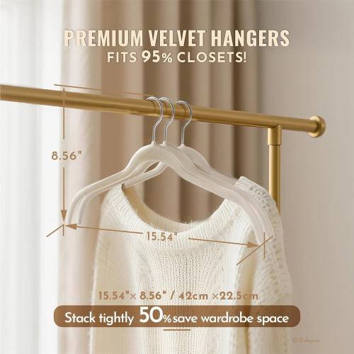 30 Pack Velvet Hangers for Clothes – Non-Slip Slim Flocked Shirt Hangers with 360° Swivel Hook, Space-Saving Felt Hanger for Coats, Sweaters, Tops, Blouses(Beige)