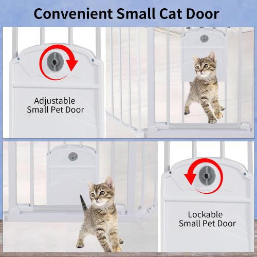 81.11 Extra Wide Baby Gate with Cat Door, Auto Close Pet Gates Dog Gate, Hardware Mounted Walk Through Swing Safety Baby Gates for Stairs, Doorways, Kitchen, House, 30 Tall, 3 Panels