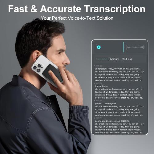 AI Voice Recorder,64GB Note Voice Recorder with Transcribe,Mind Mapping & AI Summary,Digital Voice Recorder with App,Audio Recorder for Lectures,Phone Calls,Meetings,Interviews Etc，Black