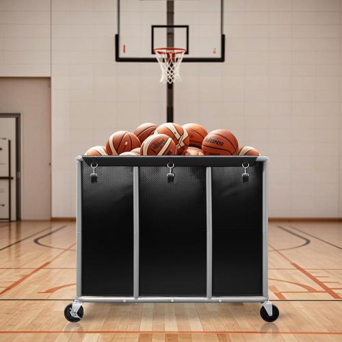 STORAGE MANIAC Commercial Laundry Cart with Wheels 420L Sturdy Steel Frame Heavy Duty Rolling Laundry Hamper on Wheels Big Laundry Basket with Removable Waterproof Liner Bag, 400 lbs Load, Black