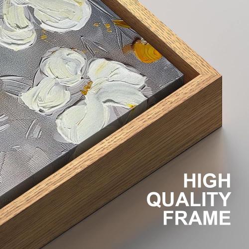 HPNIUB Large White Flower Framed Wall Art Modern White and Gold Floral Canvas Oil Painting Nature Botanical Wall Decor Abstract Aesthetic Artwork for Living Room Bedroom Decor -20x40