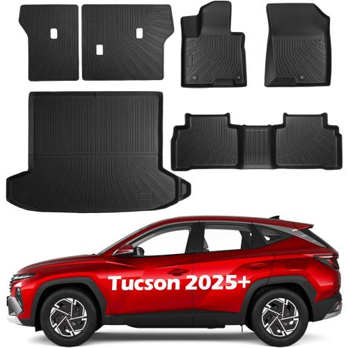 Floor Mats for Hyundai Tucson 2022-2025 All Weather Carpet Cargo Liners Anti Slip Carpet Pad Odorless Interior Accessories Trunk Cover Matt Durable TPE Backrest Protector Rubber Full Set