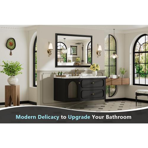 48x36 Inch Black Bathroom Mirror for Wall, Beveled Framed Rectangle Bathroom Vanity Mirrors for Over Sink, Bedroom, Living Room, Entryway, Anti-Rust, HD Tempered Glass, Horizontally/Vertically