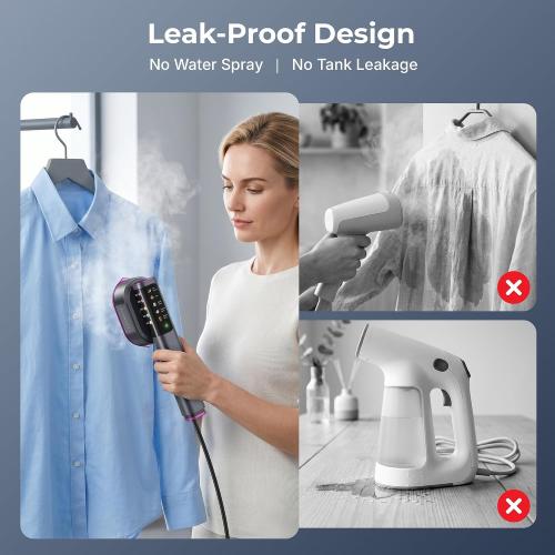 Steamer for Clothes, 15s Fast Heat Up Travel Handheld Garment Iron with Leak-Proof Water Tank,Steamer＆Iron 2 In 1,5 Adjustable Temperature Settings from Dry Iron to High Steam, 110V-120V
