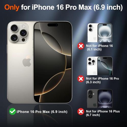 SUPFINE Magnetic for iPhone 16 Pro Max Case (Compatible with MagSafe) (Military Grade Drop Protection) Translucent Matte Shockproof Phone Cover, Black