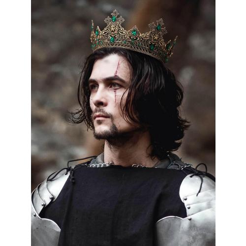 SWEETV King Crown for Men, Men's Tiara Prince Diadem, Royal Medieval Hair Accessory for Cosplay Birthday Prom Halloween