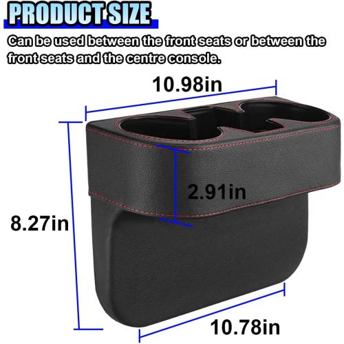 ZIMISI Car Cup Holder, Leather Front Console Gap Filler Organizer (Black)